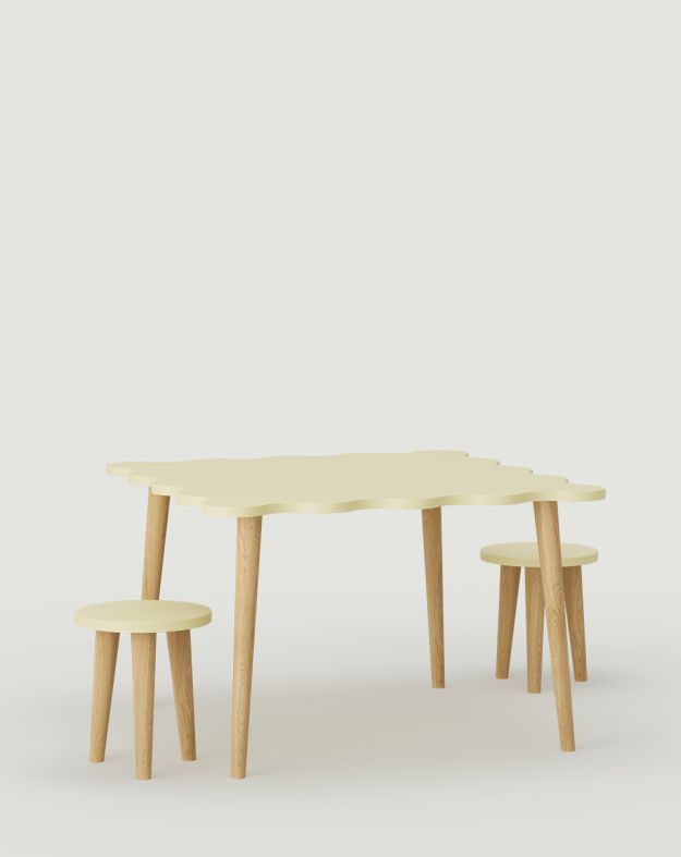Table basse TOKO avec deux tabourets STT01