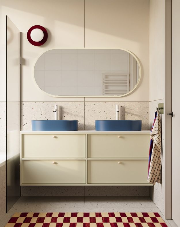 KABE meuble pour deux lavabos KABE montage mural WK2U03B en style JAPANDI