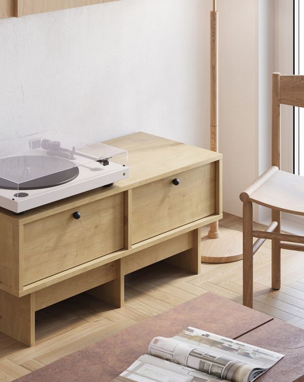 Armoire basse RTV KABE KNTV1 en style JAPANDI