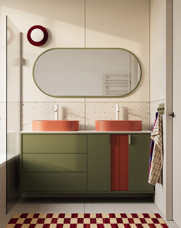 Armoire suspendue OMNIRES avec deux lavabos LAYERS LAY76