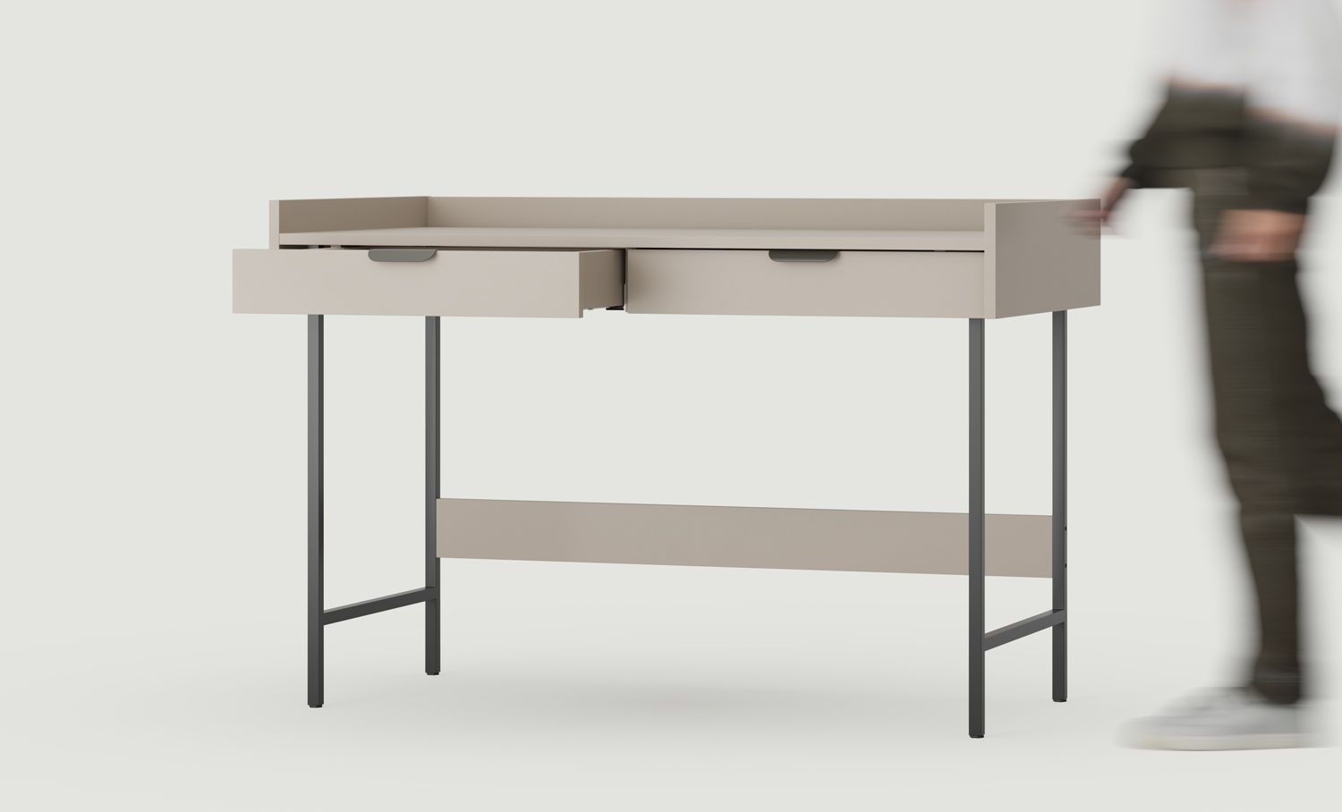 Bureau SIGI BS2
Couleur : blanc cendré
Pied : noir
Poignée : LAYERS 110 Basalt
