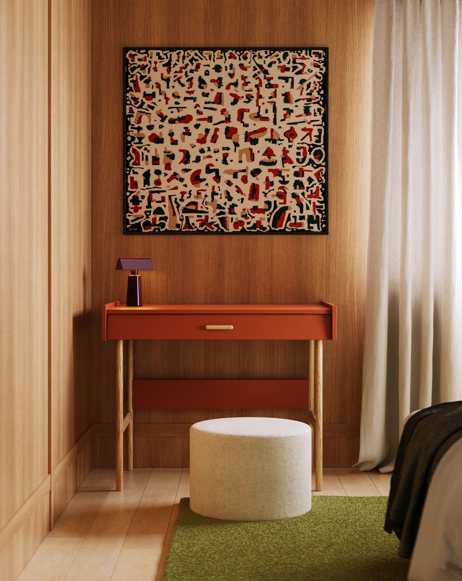 Bureau SKRA SKR88
Couleur : Terracotta ardent
Poignée : Chêne cigare
Pieds : Chêne huilé
                            