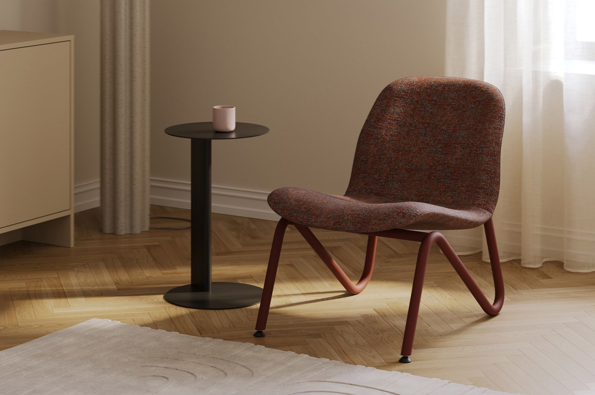 Fauteuil LORS
Couleur du châssis : Rouge Martien
Rembourrage : Olmo 01
                            