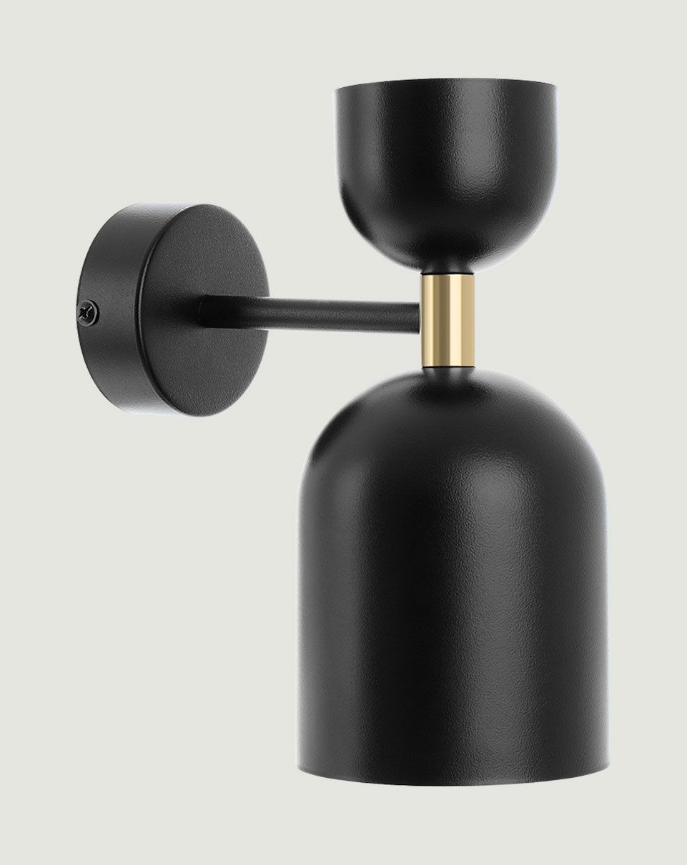SUPURU W lampe murale / applique murale ajustable noire avec tube en laiton