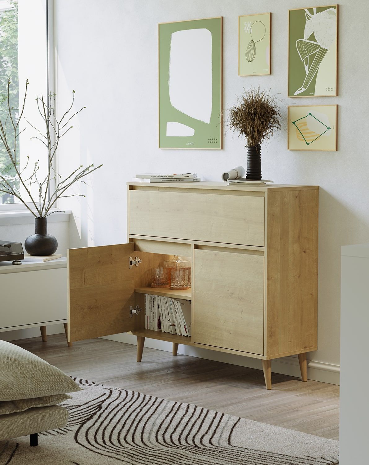 FKK6 Commode FENRIS
Couleur : chêne Hamilton
Pieds : Roller Chêne huilé