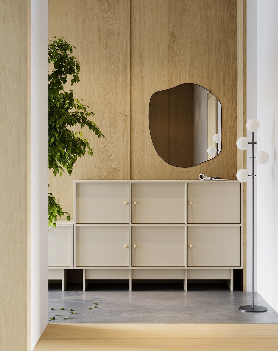 Commode KABE KK04 en style JAPANDI
Couleur : Beige Champagne
Poignée : Poignée boule en bois KD