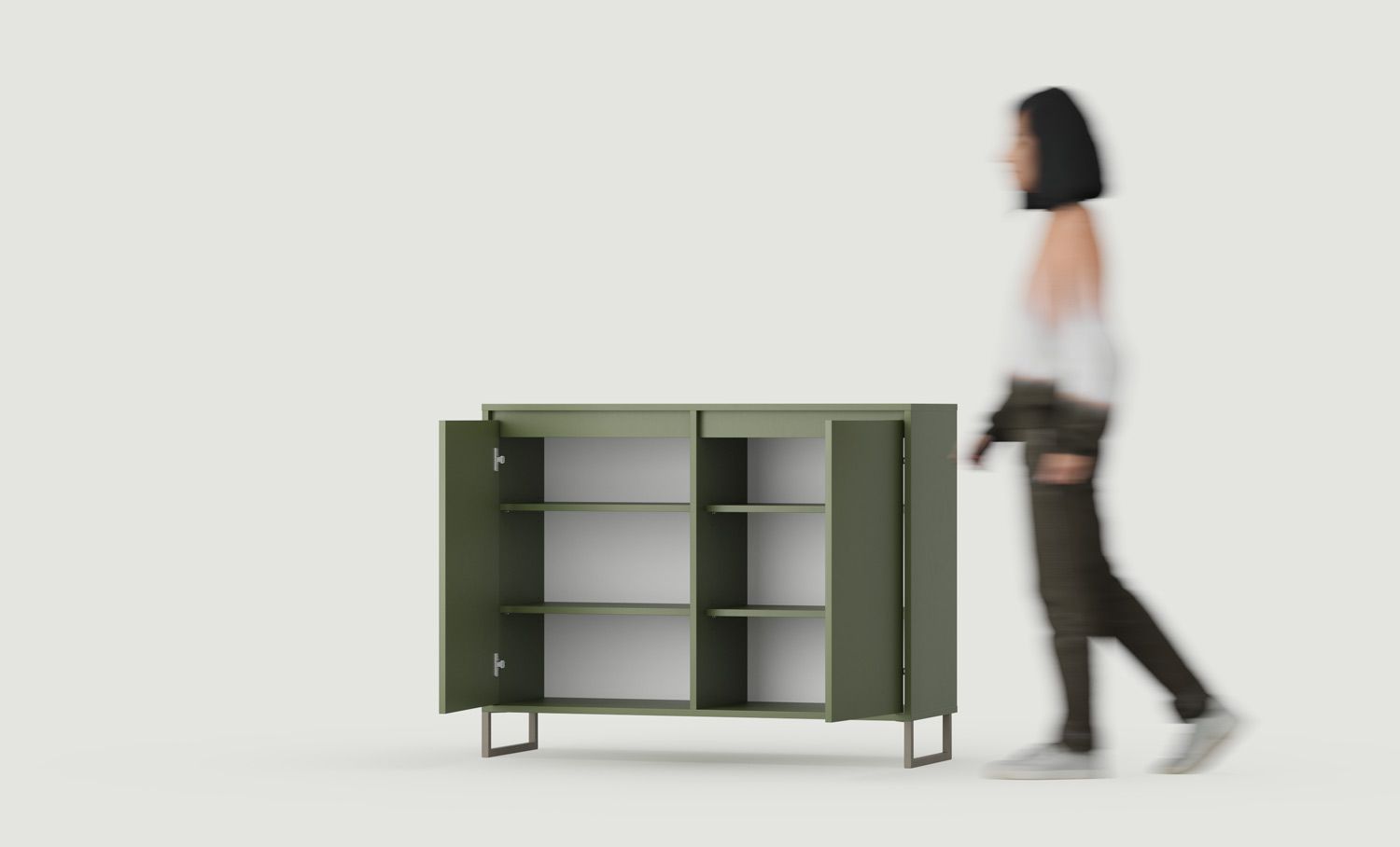 OKK2 grande commode ODIS
Couleur : vert cyprès
Couleur des pieds : ODIS Steel Grey Beige
