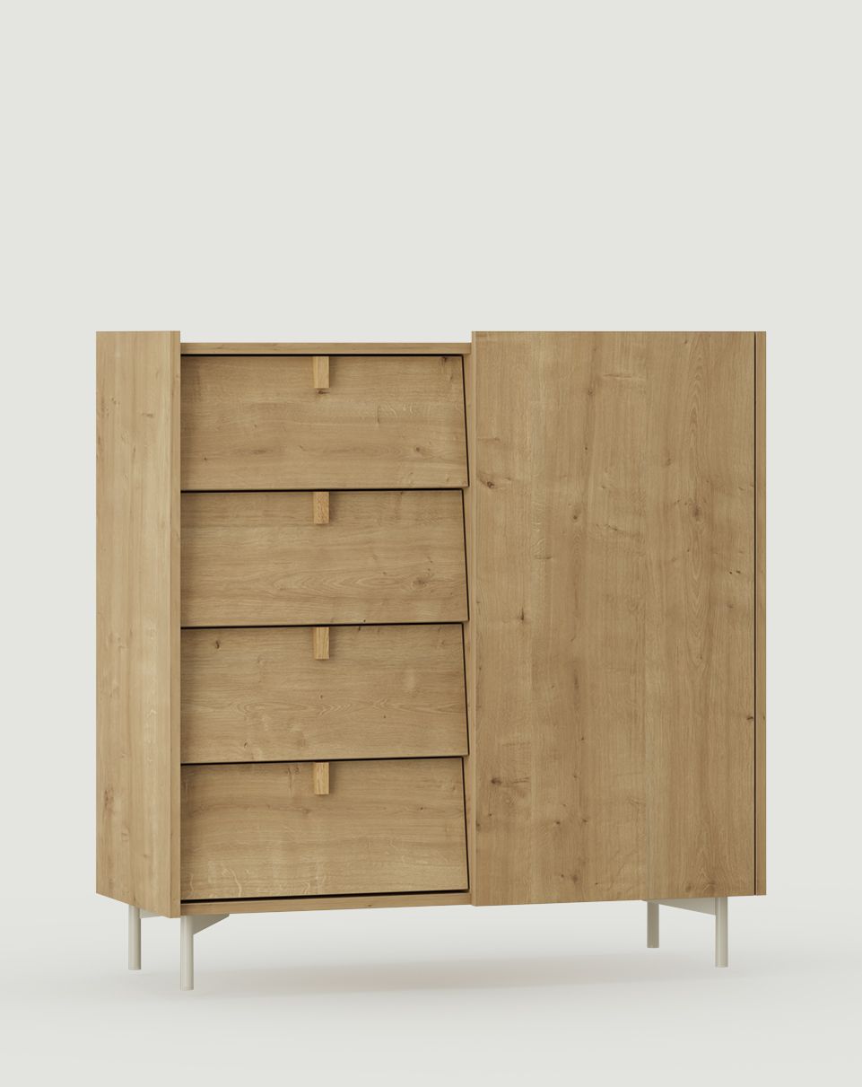 Commode SKRA SKR27 S
Couleur : chêne Hamilton
Pied : Milky Way
Poignée : Oak Wedge
                            