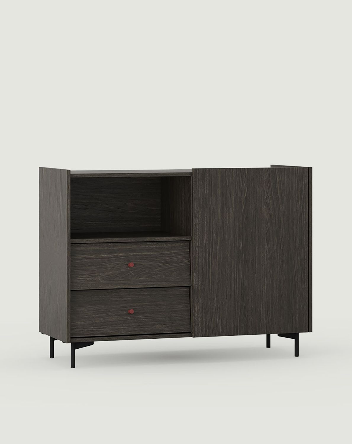 Commode SKRA SKR28
Couleur : Chêne Espresso
Pied : Noir
Poignée : bouton bourgogne