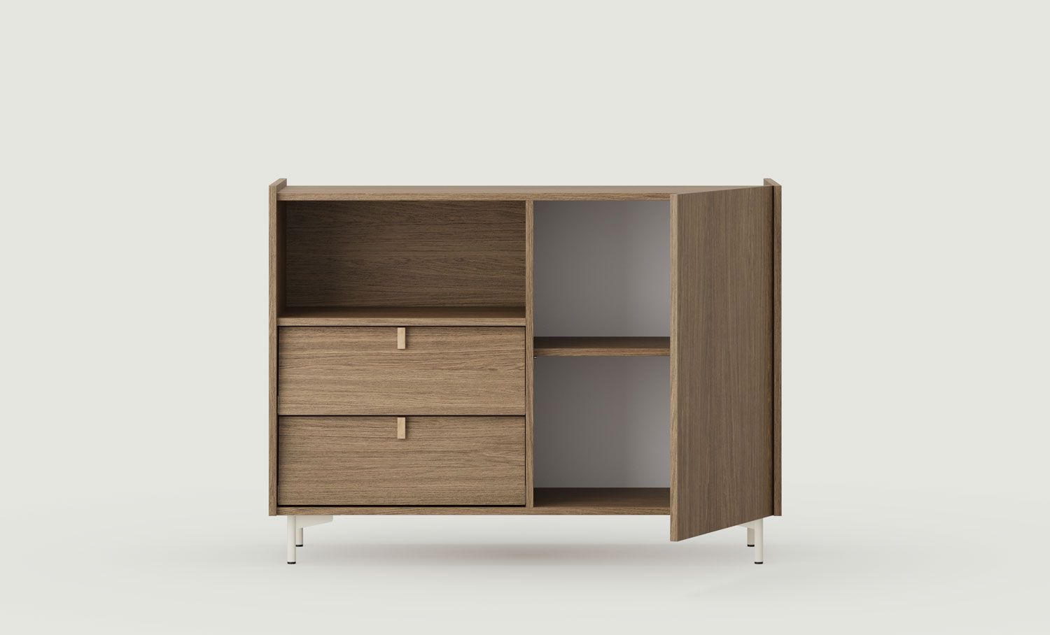 Commode SKRA SKR28
Couleur : mousse au chocolat
Pied : Milky Way
Poignée : Oak Wedge