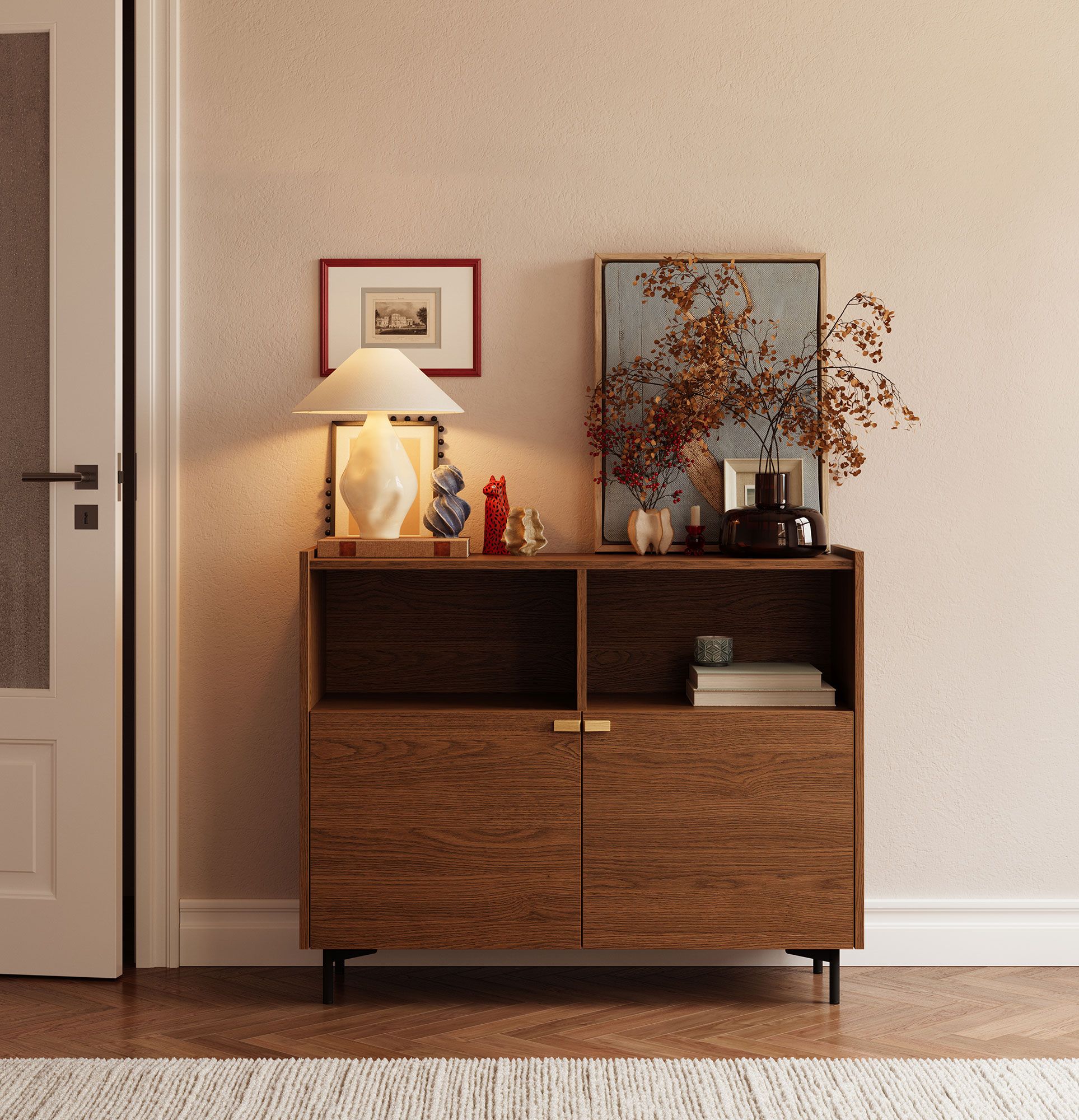 Commode SKRA SKR30
Couleur : Chêne rustique
Pied : Noir
Poignée : Cale en chêne