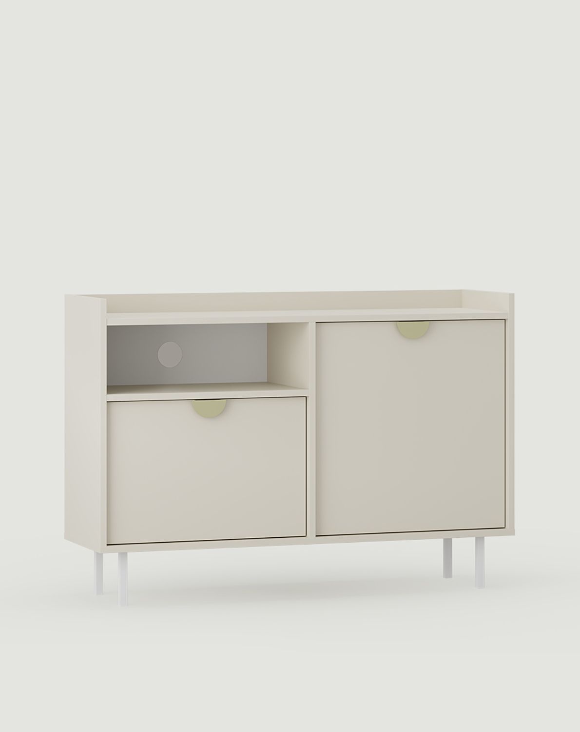 Armoire RTV SIGI KS2TV1
Couleur : Voie lactée
Pied : blanc
Poignée : Poignée RIND Or