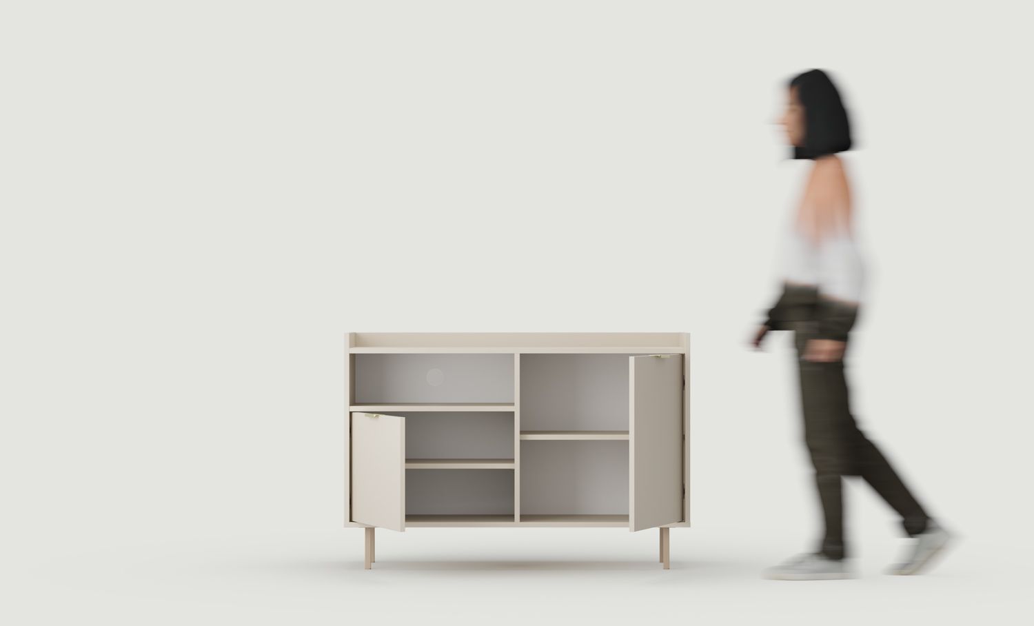 Armoire RTV mobile SIGI KS2TV1
Couleur : Cachemire enveloppant
Pied : Cappuccino
Poignée : LING Gold