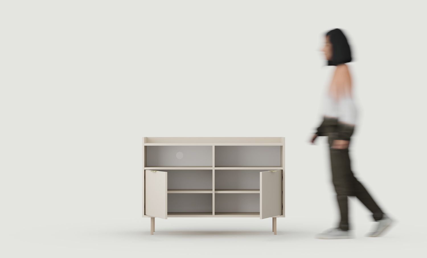 Armoire RTV SIGI KS2TV4
Couleur : Cachemire enveloppant
Pied : Cappuccino
Poignée : LING Gold