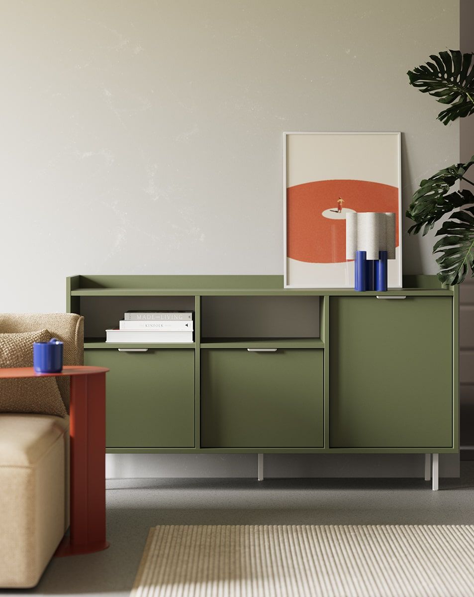 Commode RTV SIGI KSTV1
Couleur : vert cyprès
Pied : blanc
Poignée : argent LING