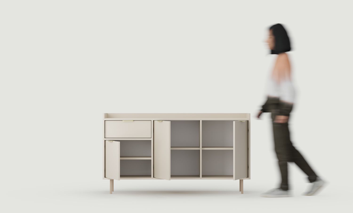 SIGI Armoire RTV KSTV1S commode
Couleur : Cachemire enveloppant
Pied : Cappuccino
Poignée : LING Gold