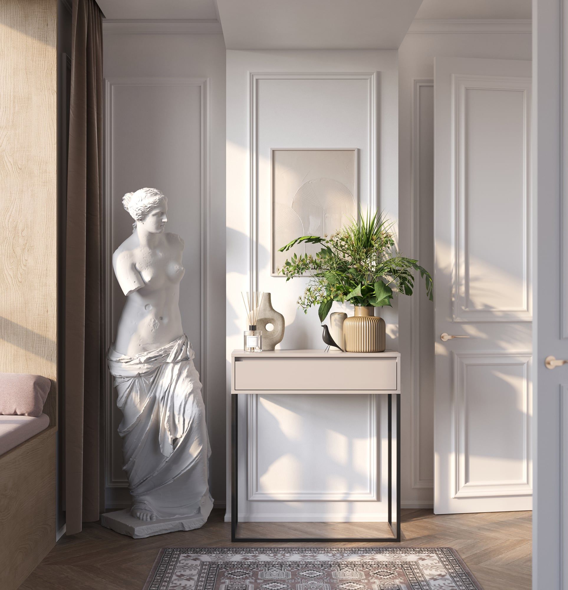 ODIS KD2 commode console
Couleur : Cachemire enveloppant
Couleur des pieds : acier ODIS Grey Beige