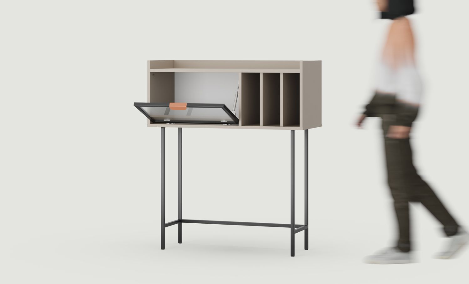Console haute vitrée SIGI RKSW1
Couleur : Argile blanche cendrée
Verre : chiffres ornementaux
Pied : Noir
Poignée : LAYERS 110 Sahara Poignée à bord profond