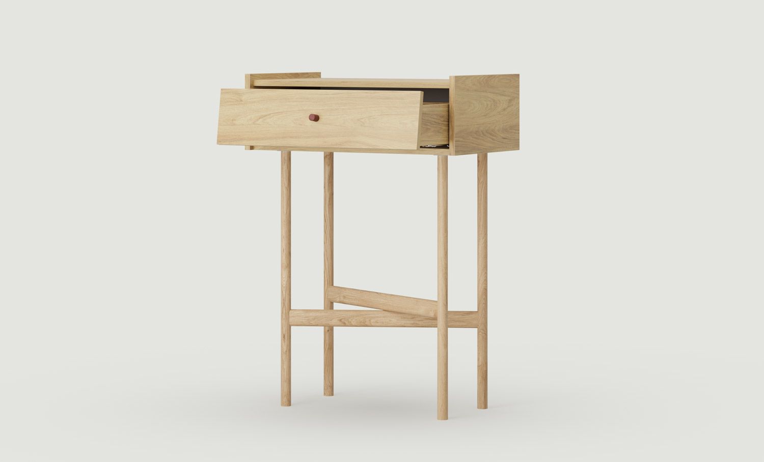 Console SKRA SKR92
Couleur : Hickory naturel
Poignée : bouton bourgogne
Pied : chêne huilé