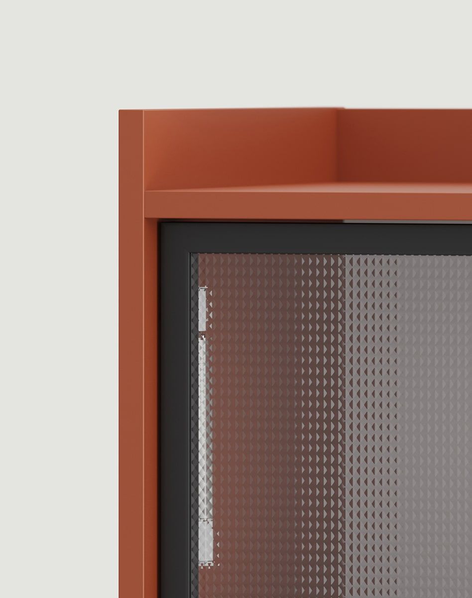 Console à haut vitrage SIGI RKSW1
Couleur : Terracotta ardent
Verre : Mons ornemental