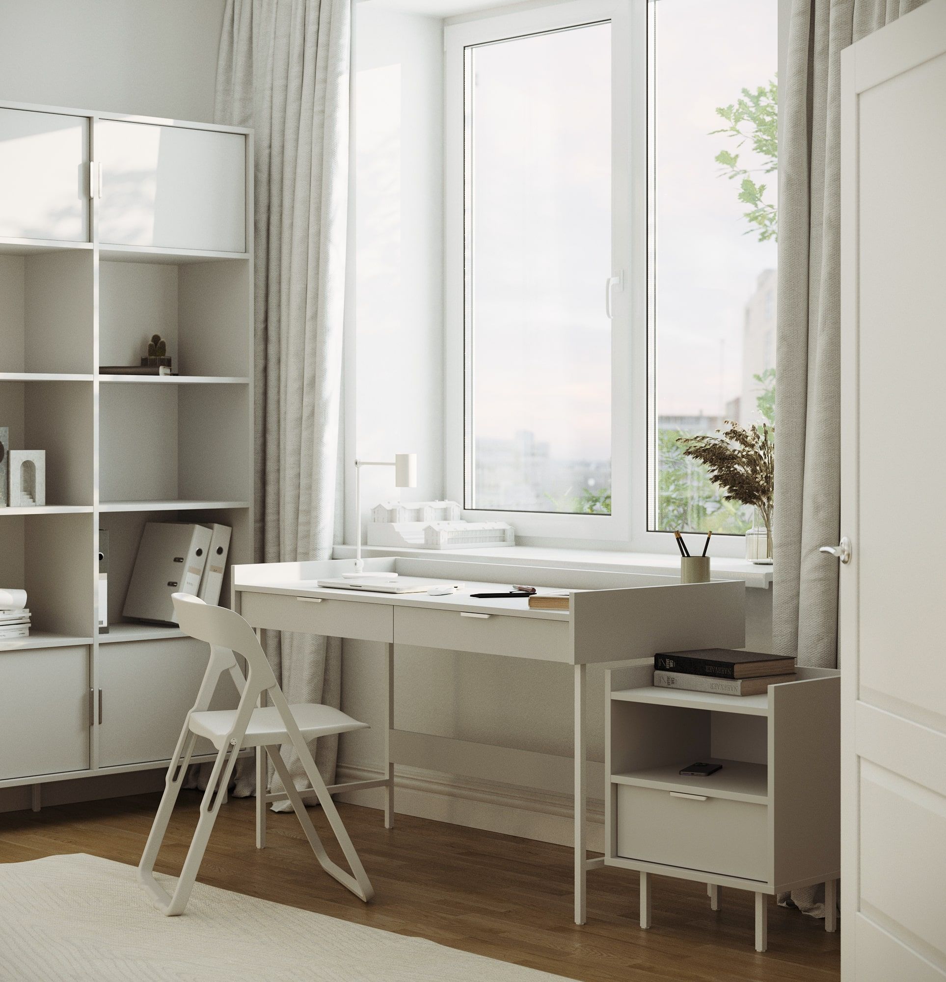SIGI caisson de bureau SKPRO3
Couleur : Gris silencieux
Pied : blanc
Poignée : argent LING