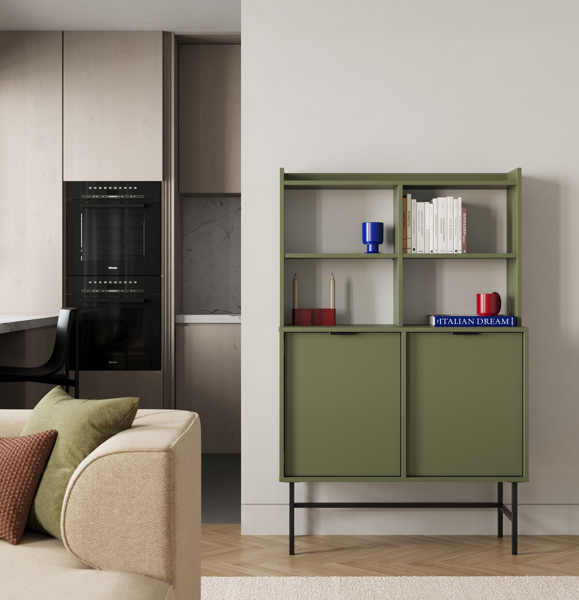 Buffet SIGI KRSN01
Couleur : vert cyprès
Pied : noir
Poignée : Ling noir
                            