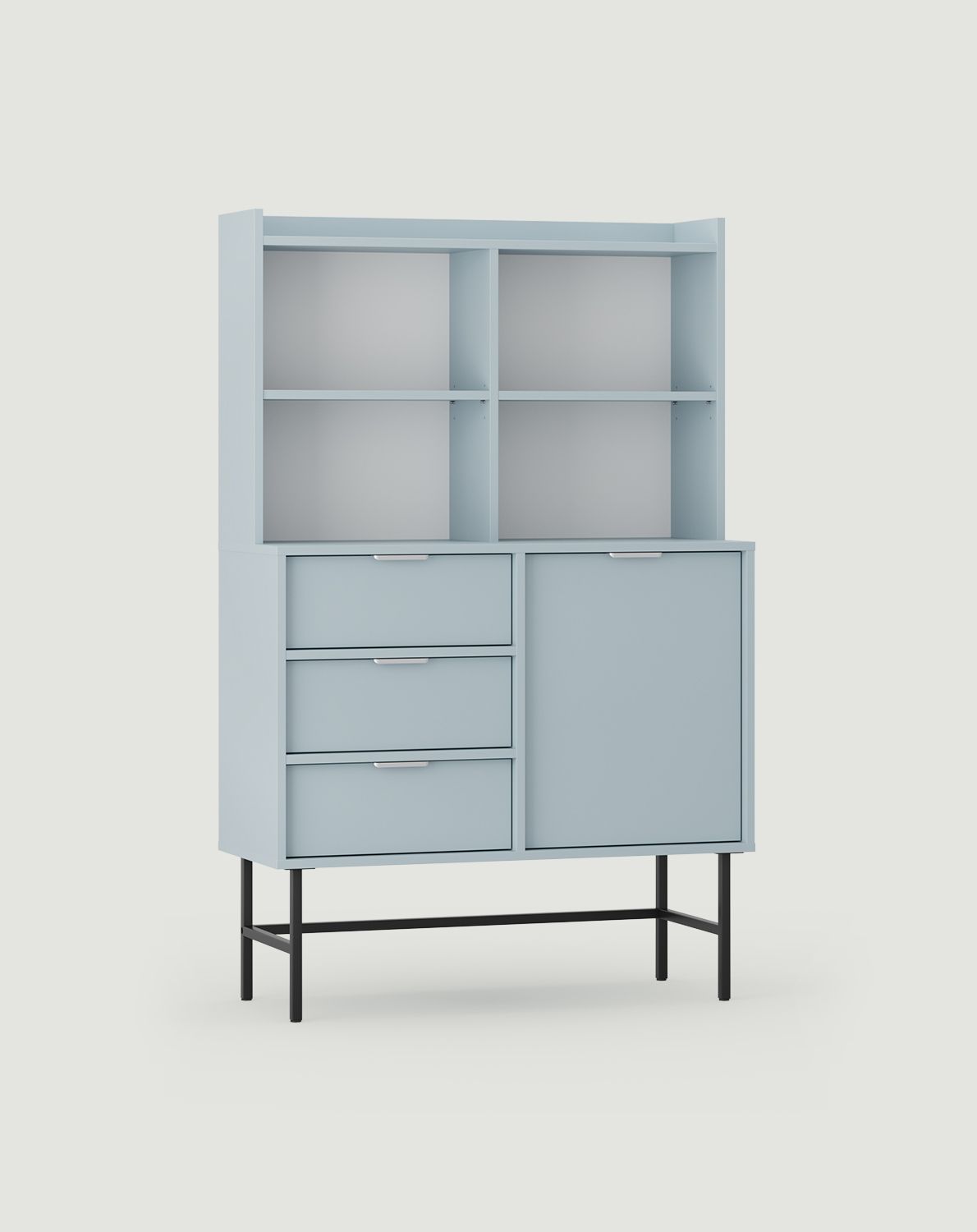 Buffet SIGI KRSN02
Couleur : Bleu colombe
Pied : noir
Poignée : Argent Ling