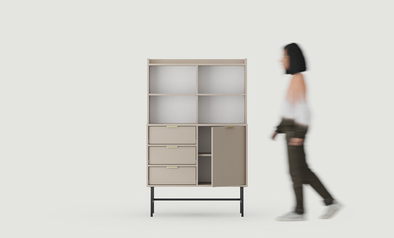 Buffet SIGI KRSN02
Couleur : Frêne Blanc Argile
Pied : noir
Poignée : Ling Gold