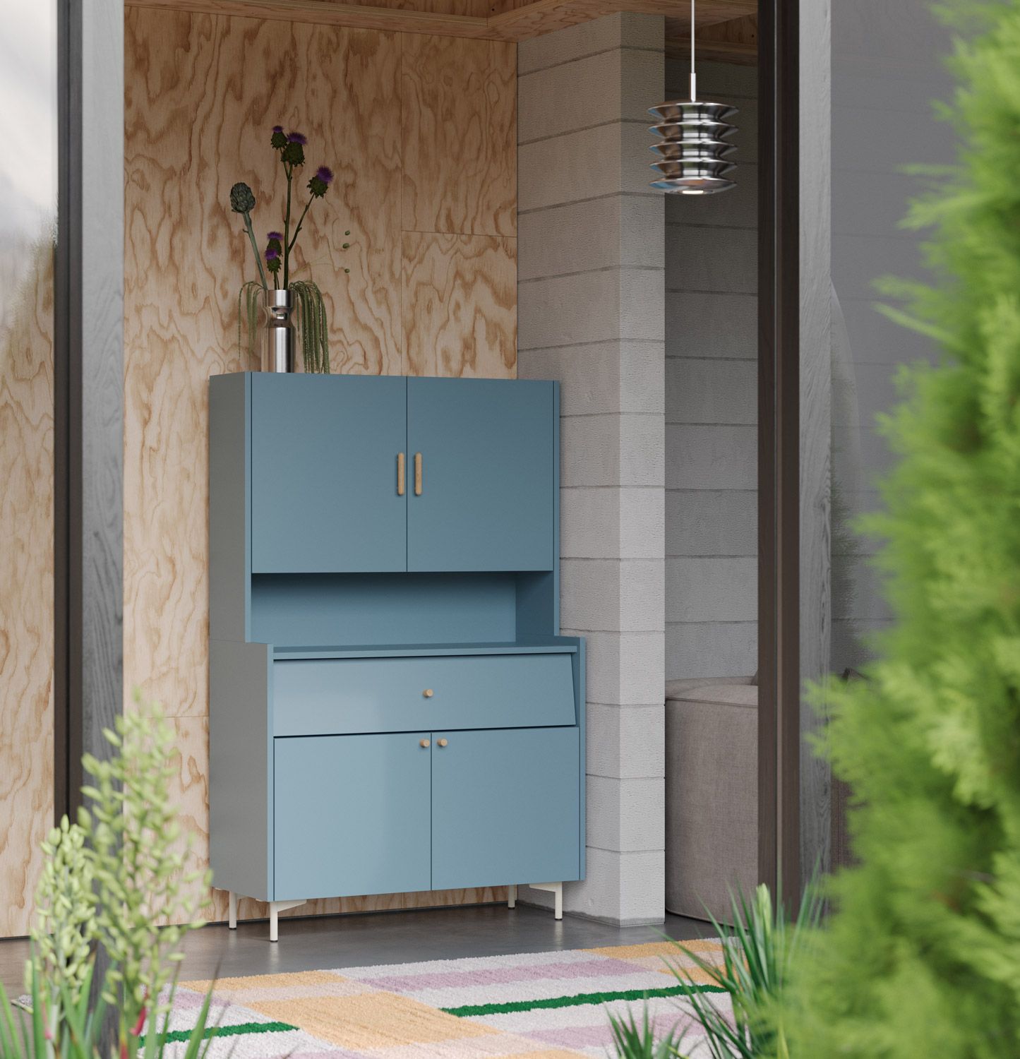Buffet SKRA SKR39
Couleur : Misty Morning
Pied : Milky Way
Poignée supérieure : Cigar Oak
Poignée inférieure : bouton en chêne