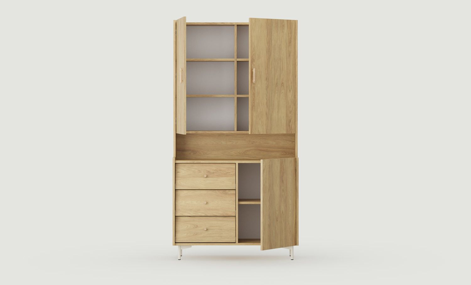 Buffet SKRA SKR40
Couleur : Hickory naturel
Pied : Milky Way
Poignée supérieure : Chêne Cigare
Poignée inférieure : bouton en chêne
                            