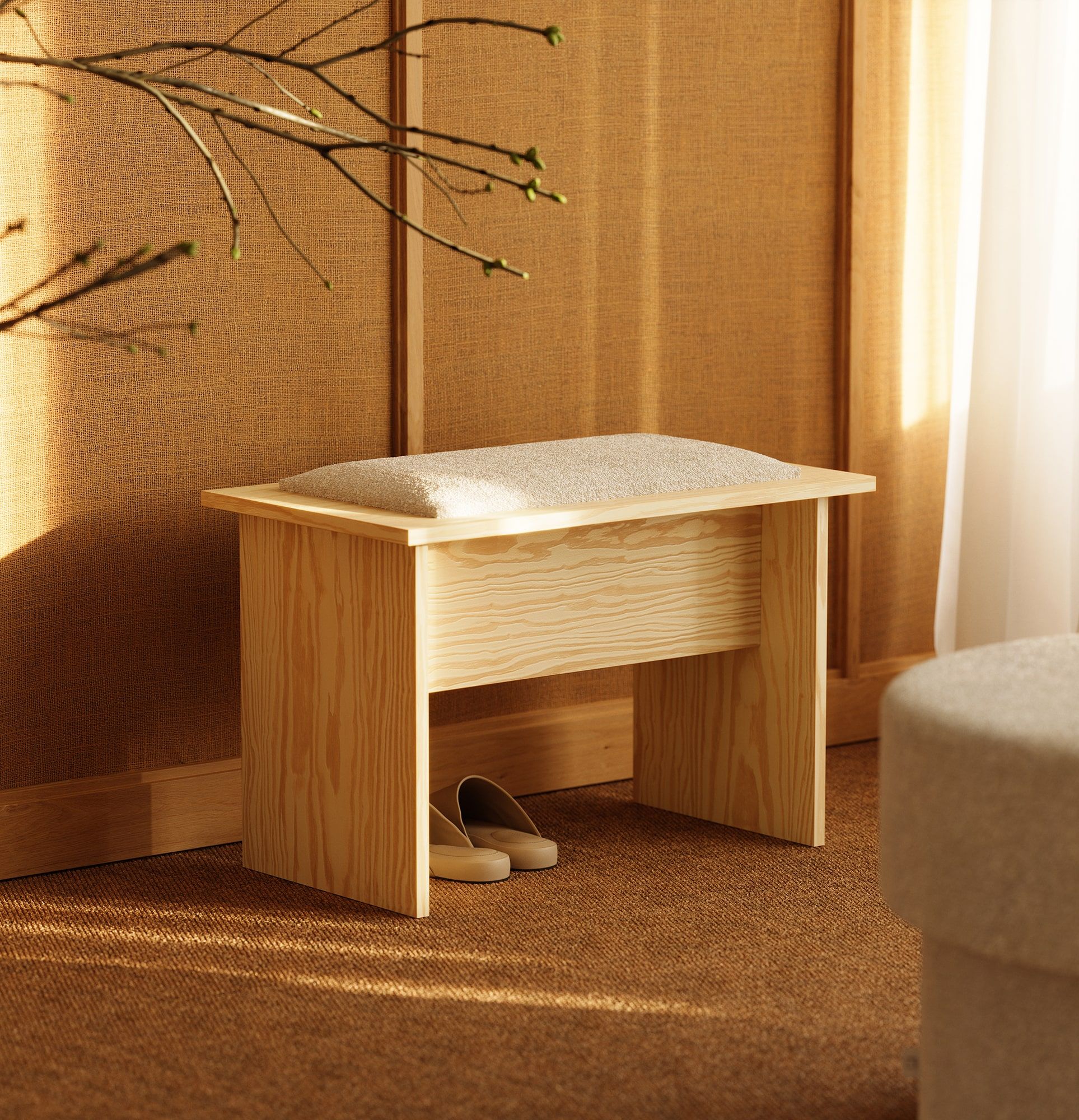Banc KABE LK01 en style JAPANI
Couleur : Pin flamboyant
Couleur du rembourrage : Moss 01