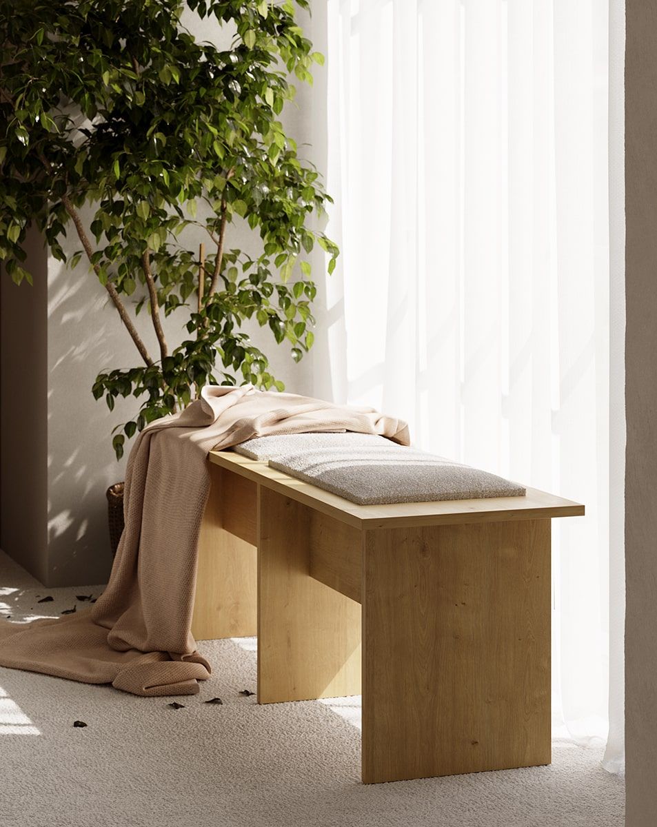 Banc KABE LK02 en style JAPANI
Couleur : chêne Hamilton
Couleur du rembourrage : Moss 02