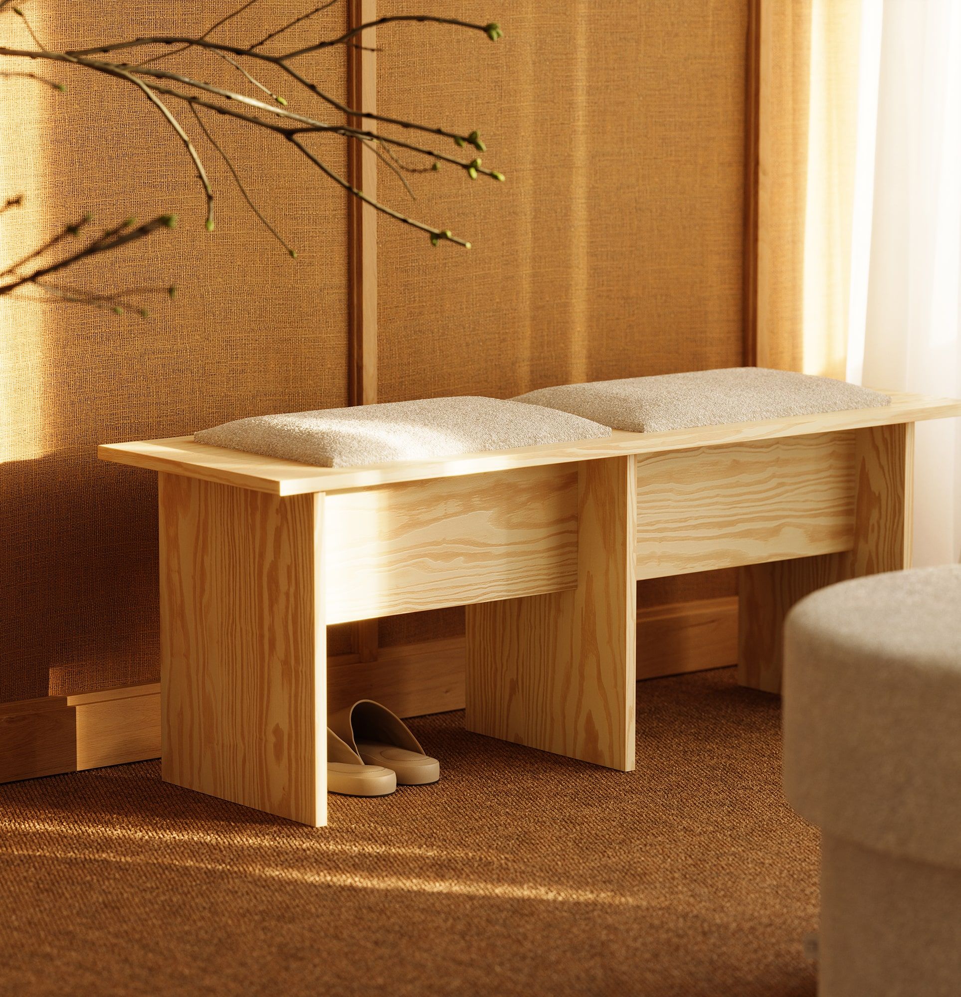 Banc KABE LK02 en style JAPANI
Couleur : Pin flamboyant
Couleur du rembourrage : Moss 01