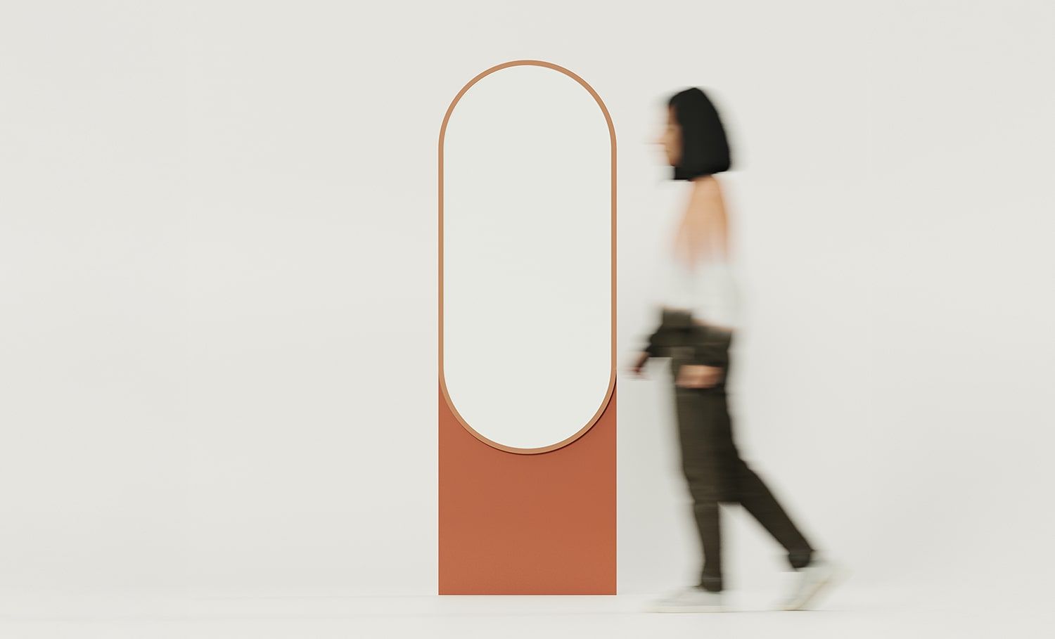 Miroir sur pied LAYERS LAY52
Couleur : Terracotta ardent
Couleur du cadre, du panneau sous le miroir : Sahara Deep
Type de panneau de miroir : Classique