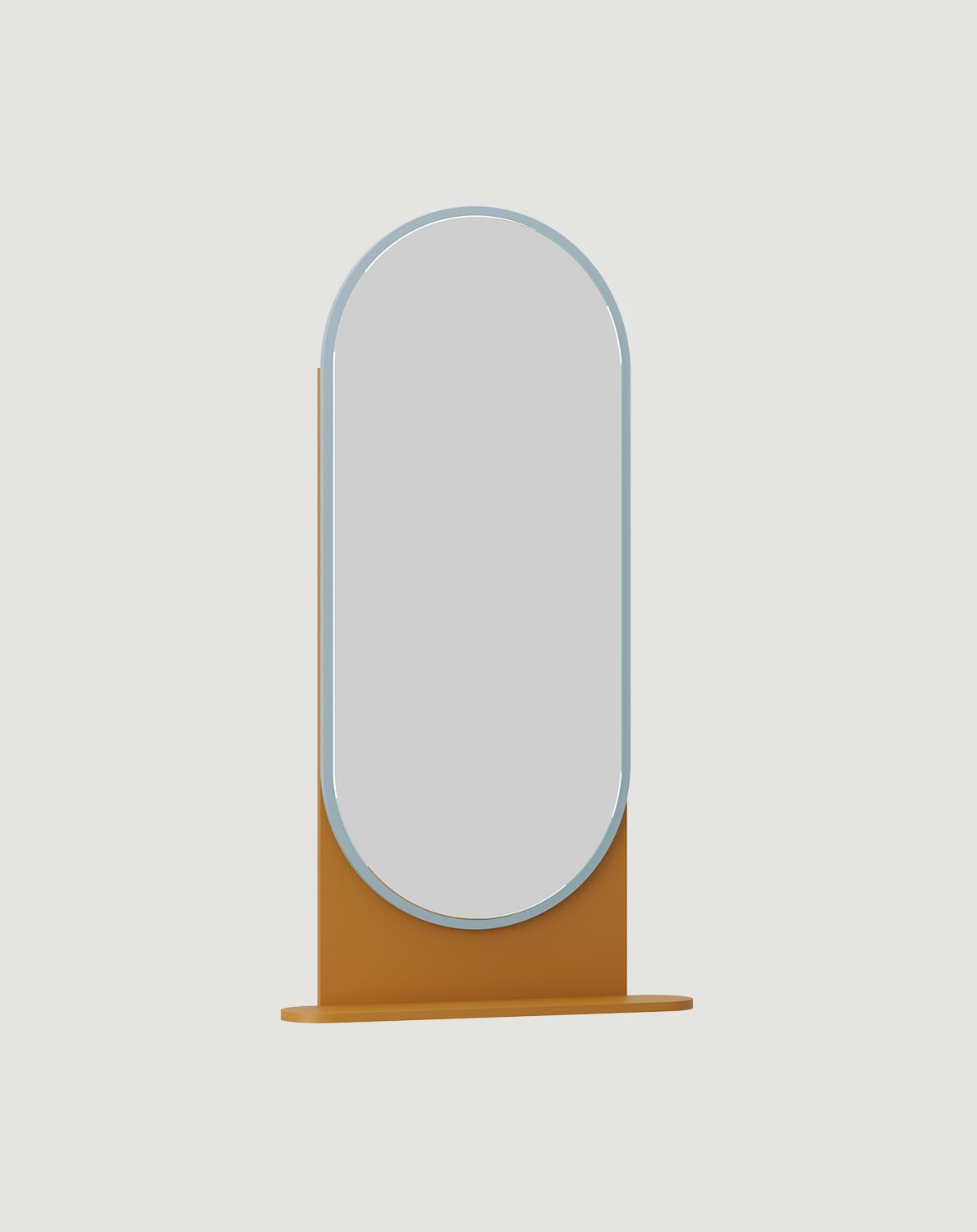 Miroir suspendu avec étagère LAYERS LAY53
Couleur : Moutarde vintage
Couleur du cadre, du panneau sous le miroir : Bleu colombe
Type de panneau du miroir : Classique