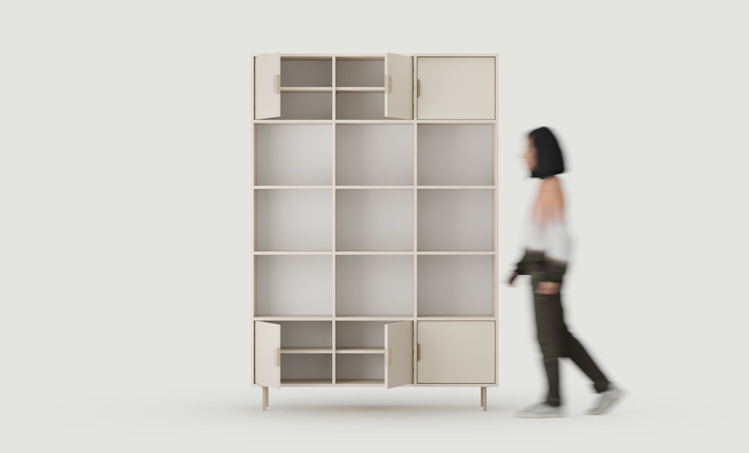 SIGI bibliothèque haute de bureau SRWPRO3
Couleur : beige champagne
Pied : Cappuccino
Poignée : LAYERS 110 Cappuccino
                            