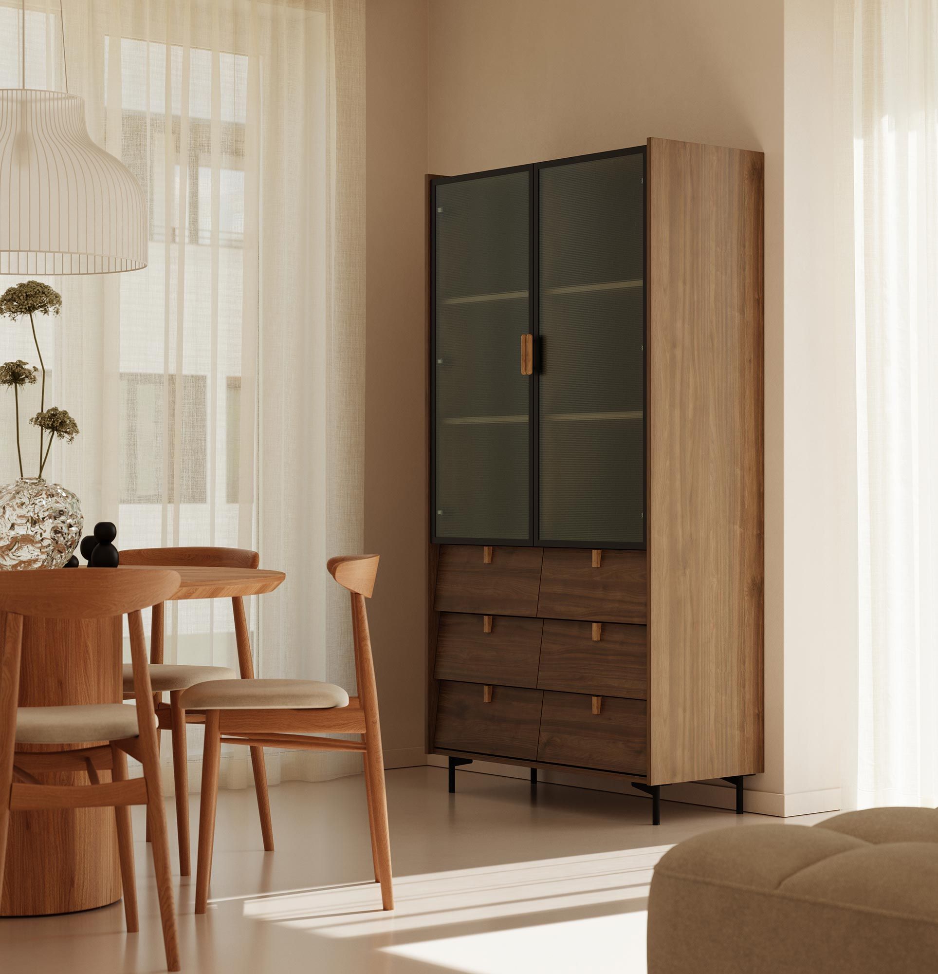 Armoire SKRA SKR97
Couleur : Noyer foncé
Poignée supérieure : Chêne cigare
Couleur du cadre : Noir
Poignée inférieure : Chêne Wedge
Pied : Noir