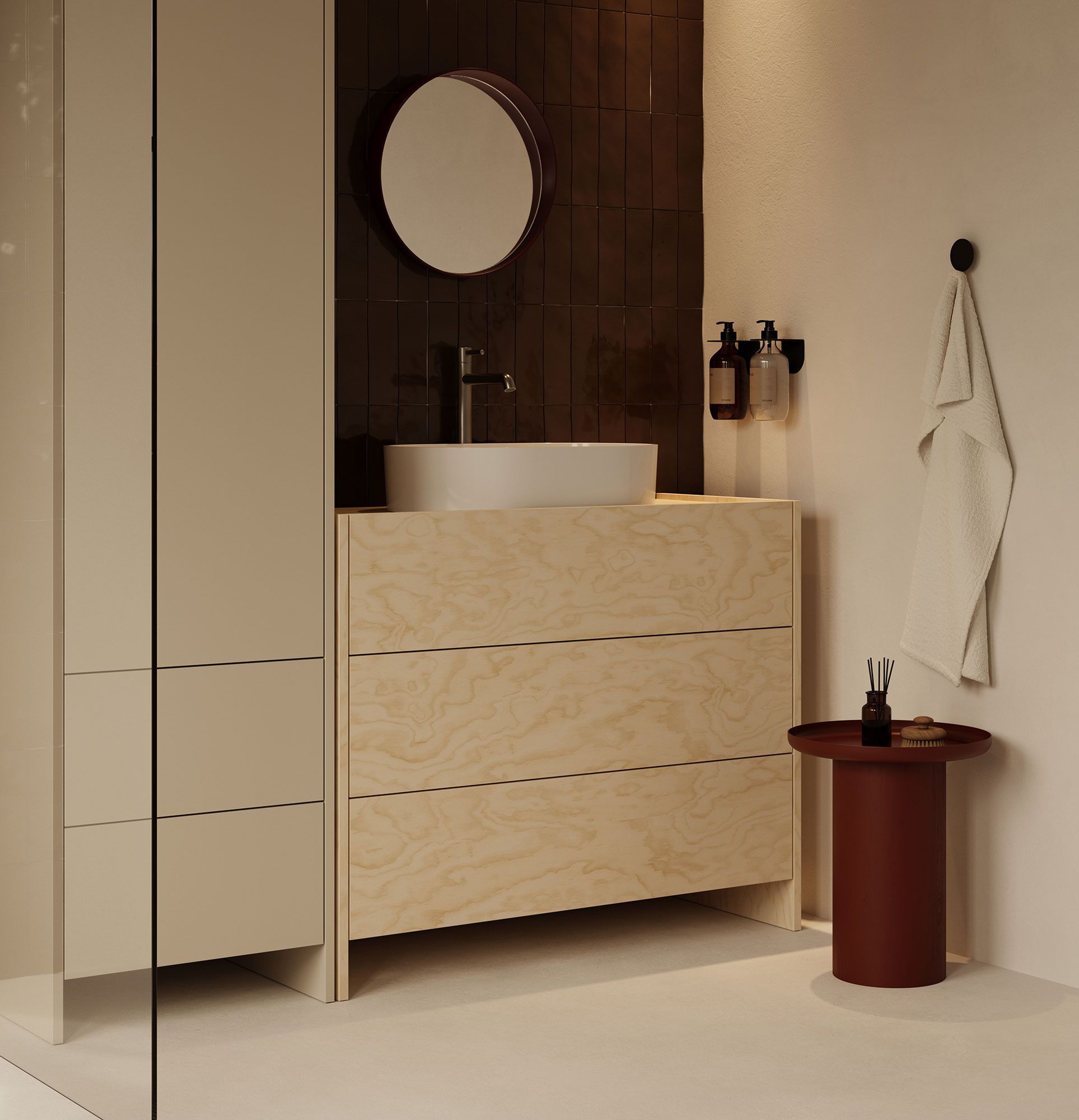 Armoire avec lavabo OMNIRES ASKA ASK28
Couleur : Contreplaqué de bouleau
Placage : Contreplaqué de bouleau