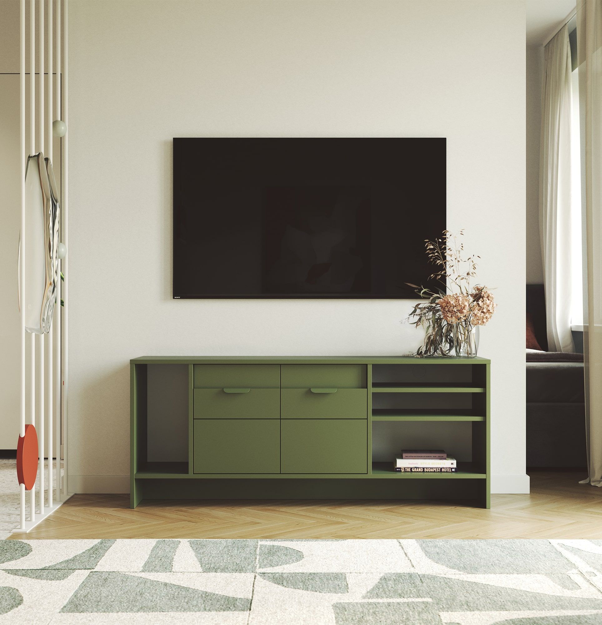 Buffet buffet LAYERS LAY56
Couleur : Vert cyprès
Couleur de la façade de la deuxième couche : vert cyprès
Poignée : poignée LAYERS 110 Vert cyprès