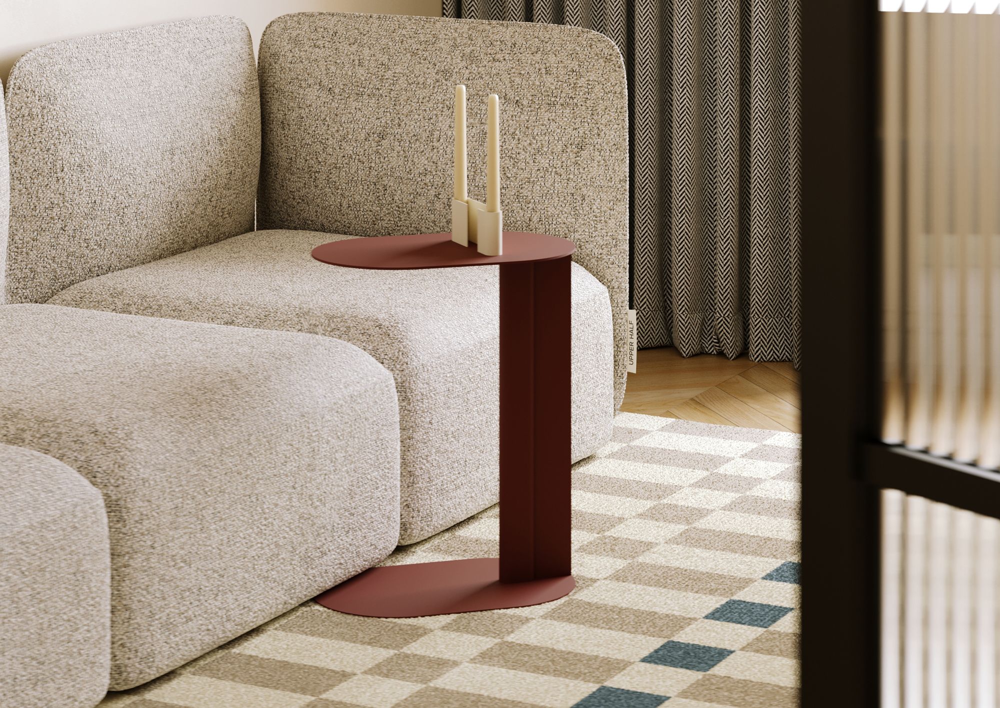 LONDO table auxiliaire en acier rouge martien
                            
