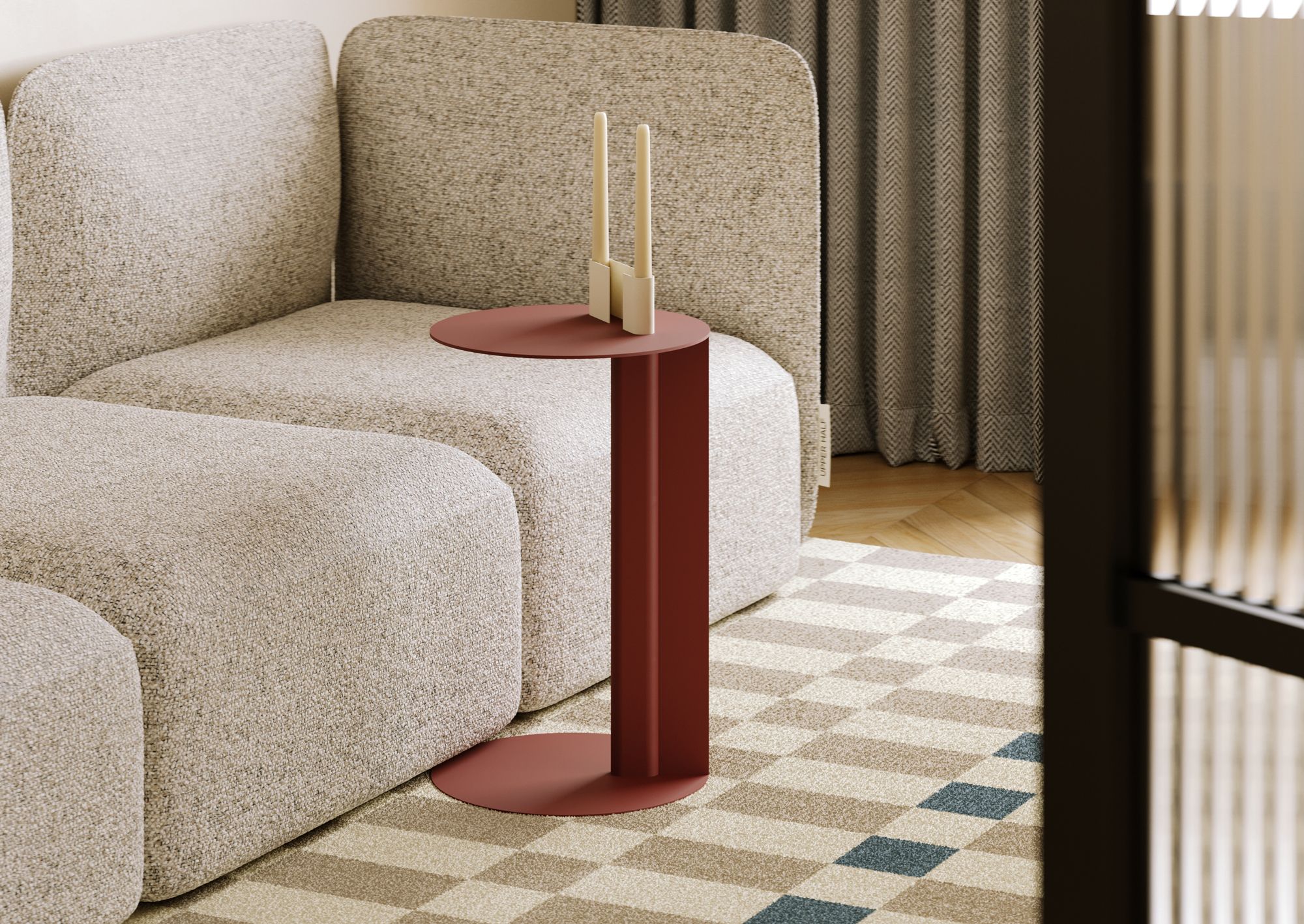 RONDO table auxiliaire en acier rouge martien
                            