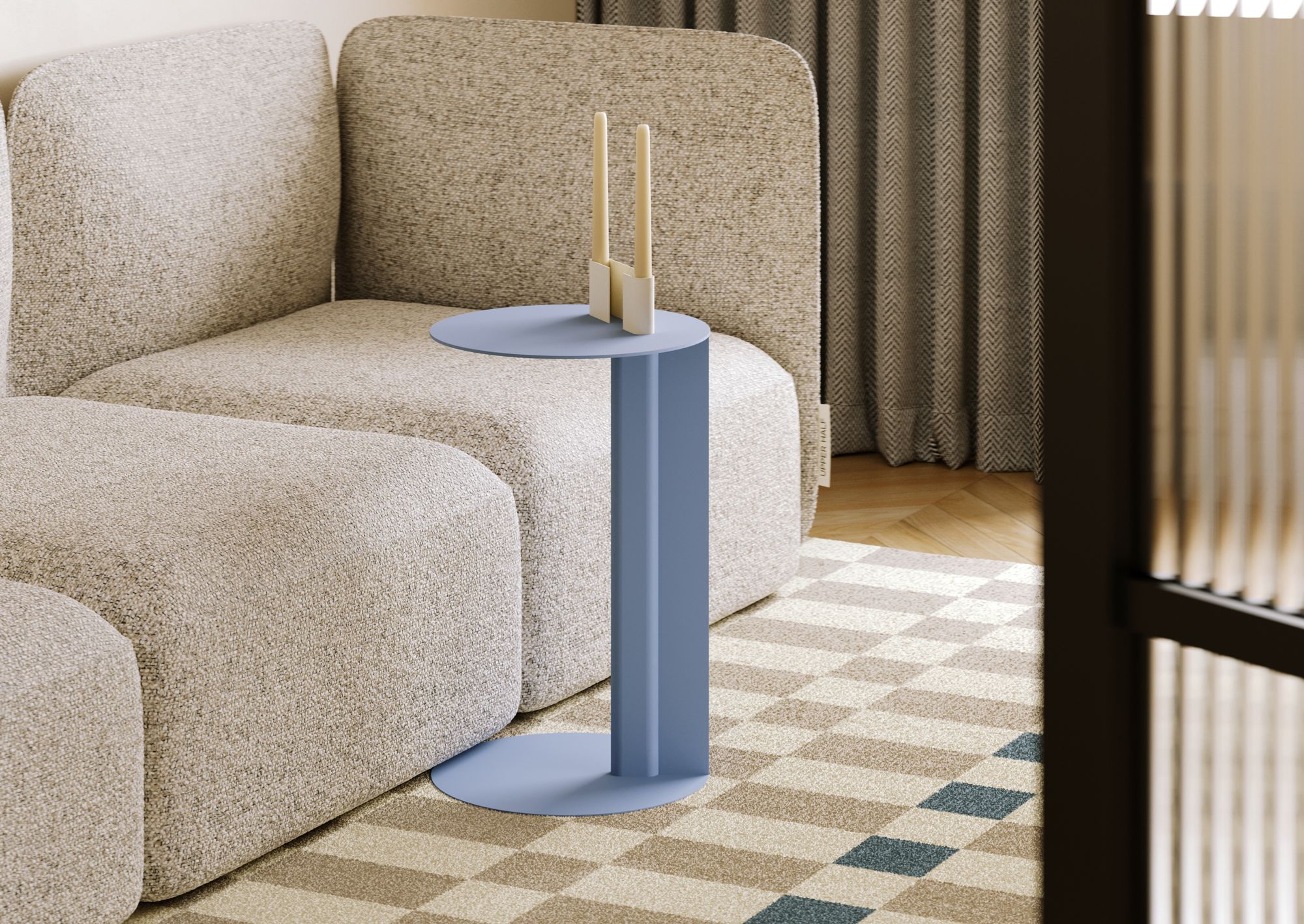 Table auxiliaire en acier RONDO Bleu colombe
                            