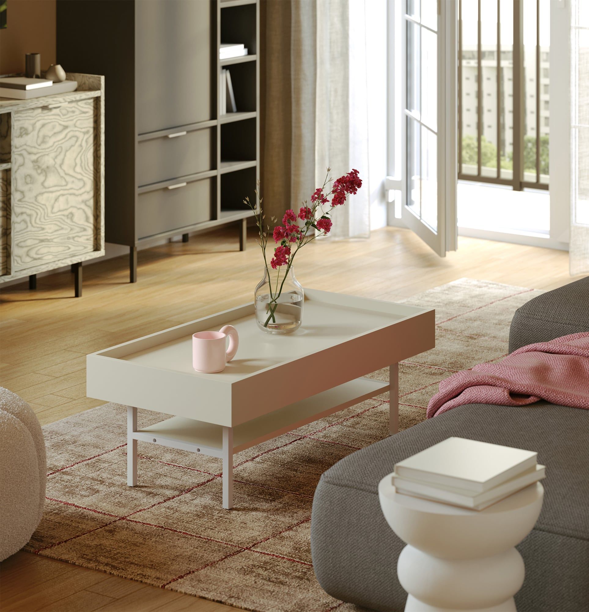 Table basse SIGI avec étagère SSK3
Couleur : Voie lactée
Pied : blanc