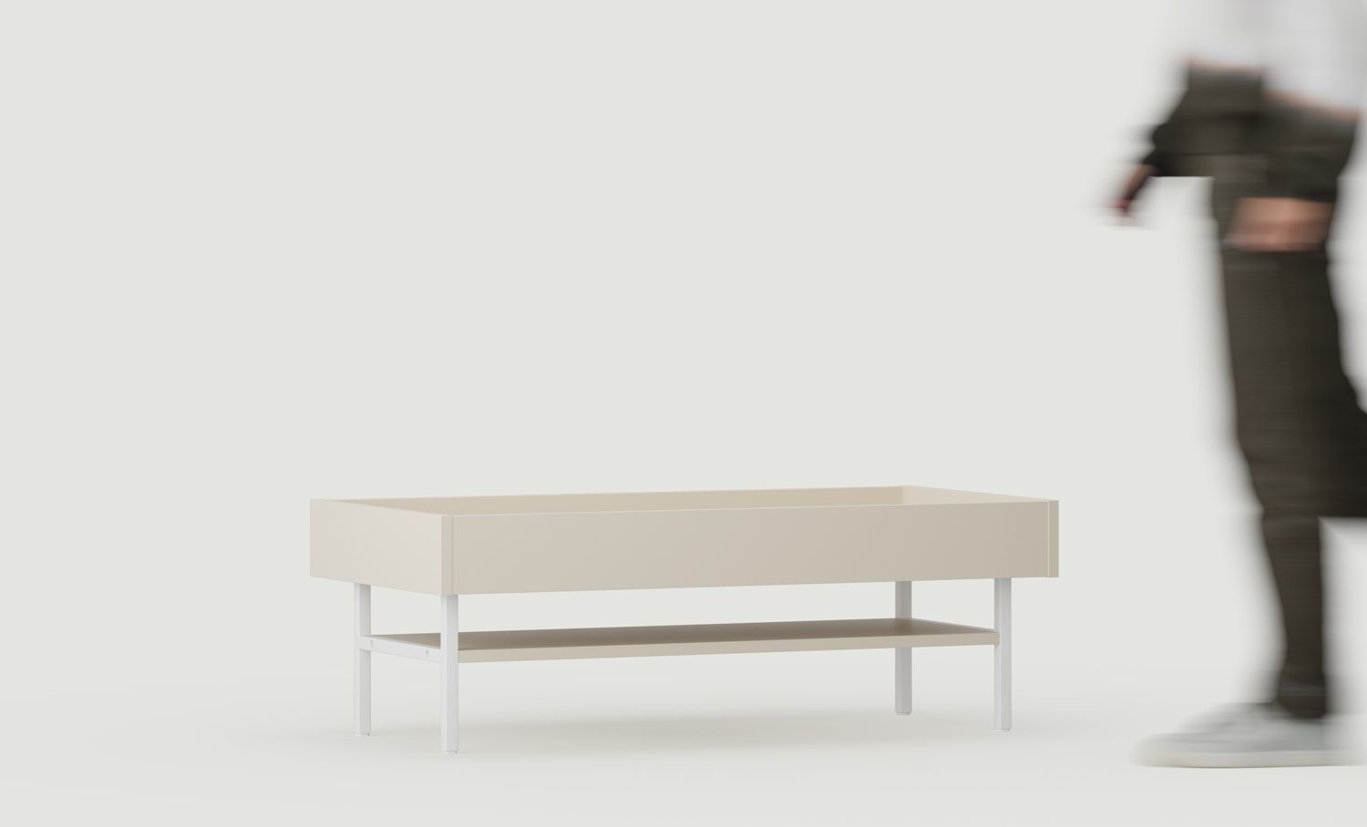 Table basse SIGI avec étagère SSK3
Couleur : Beige Champagne
Pieds : blanc