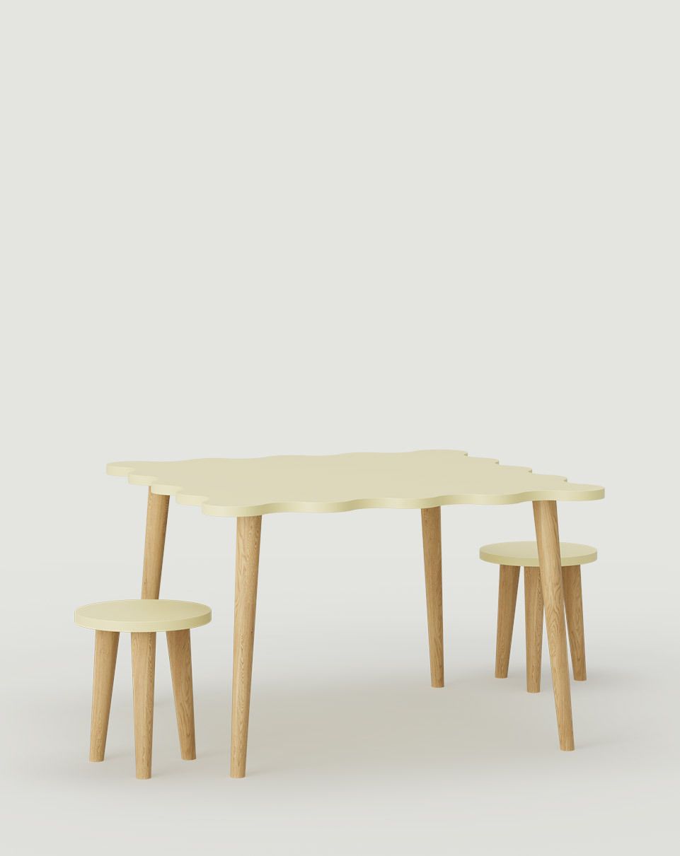 Table basse TOKO avec deux tabourets STT01