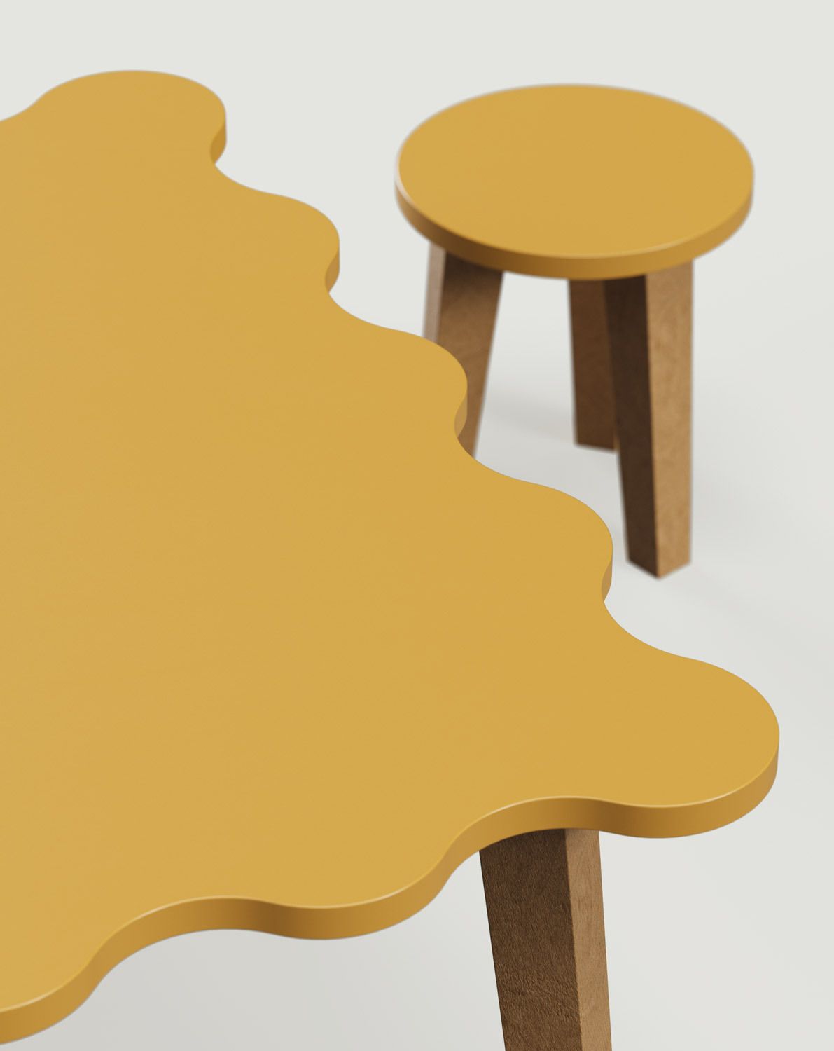 Table basse TOKO avec deux tabourets STT01