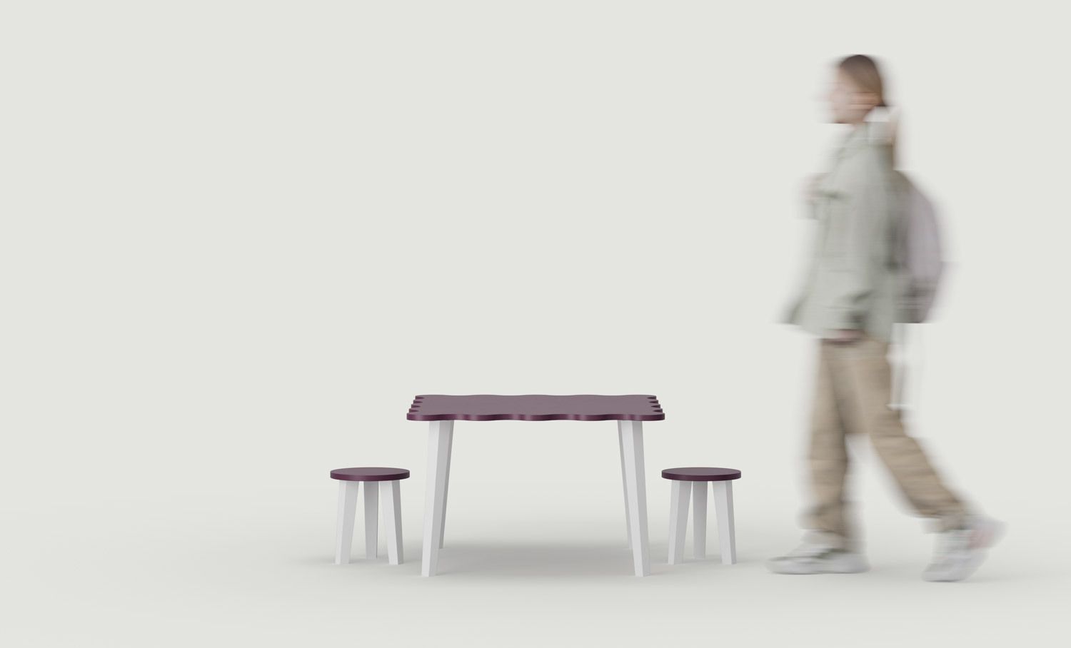 Table basse TOKO avec deux tabourets STT01