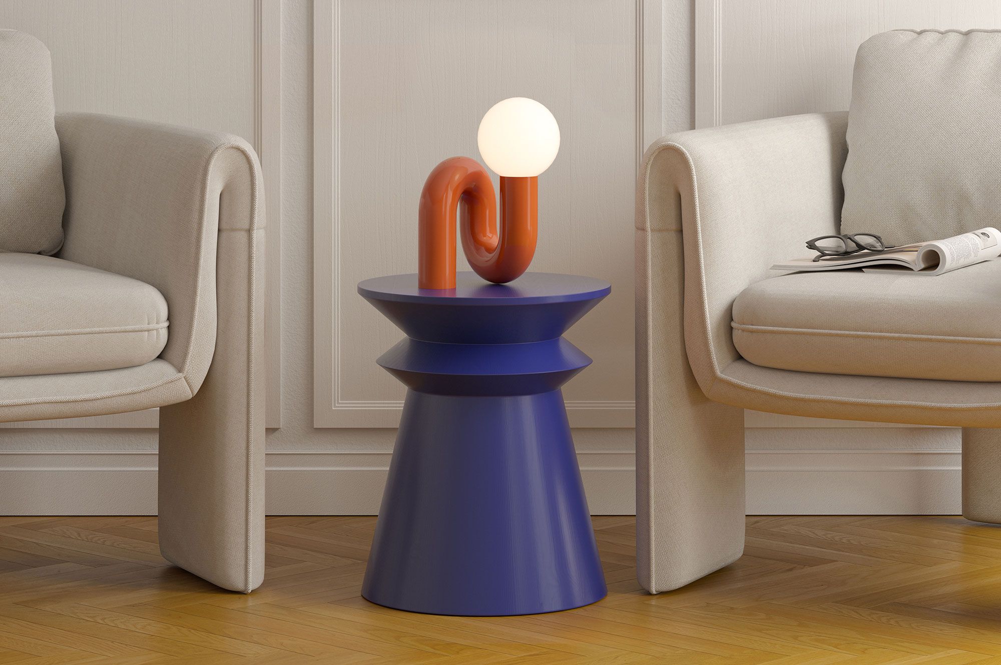 Table auxiliaire en bois LINE2 SP4 Cobalt
