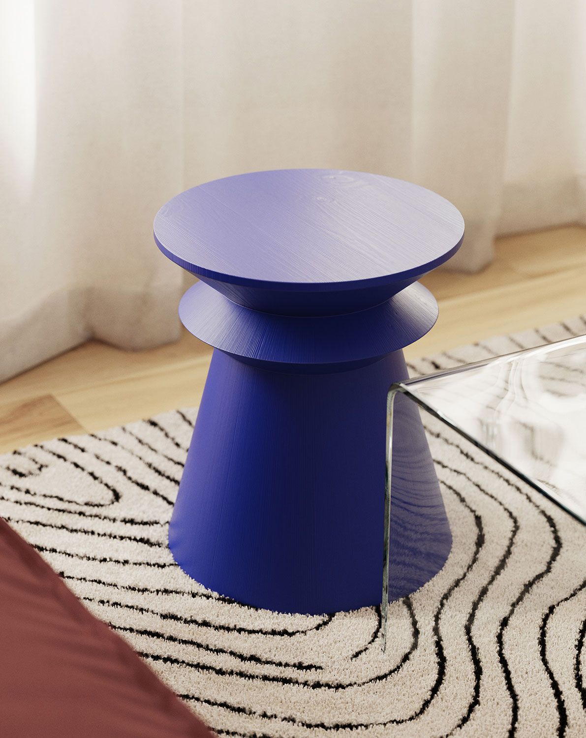 Table auxiliaire en bois LINE2 SP4 Cobalt