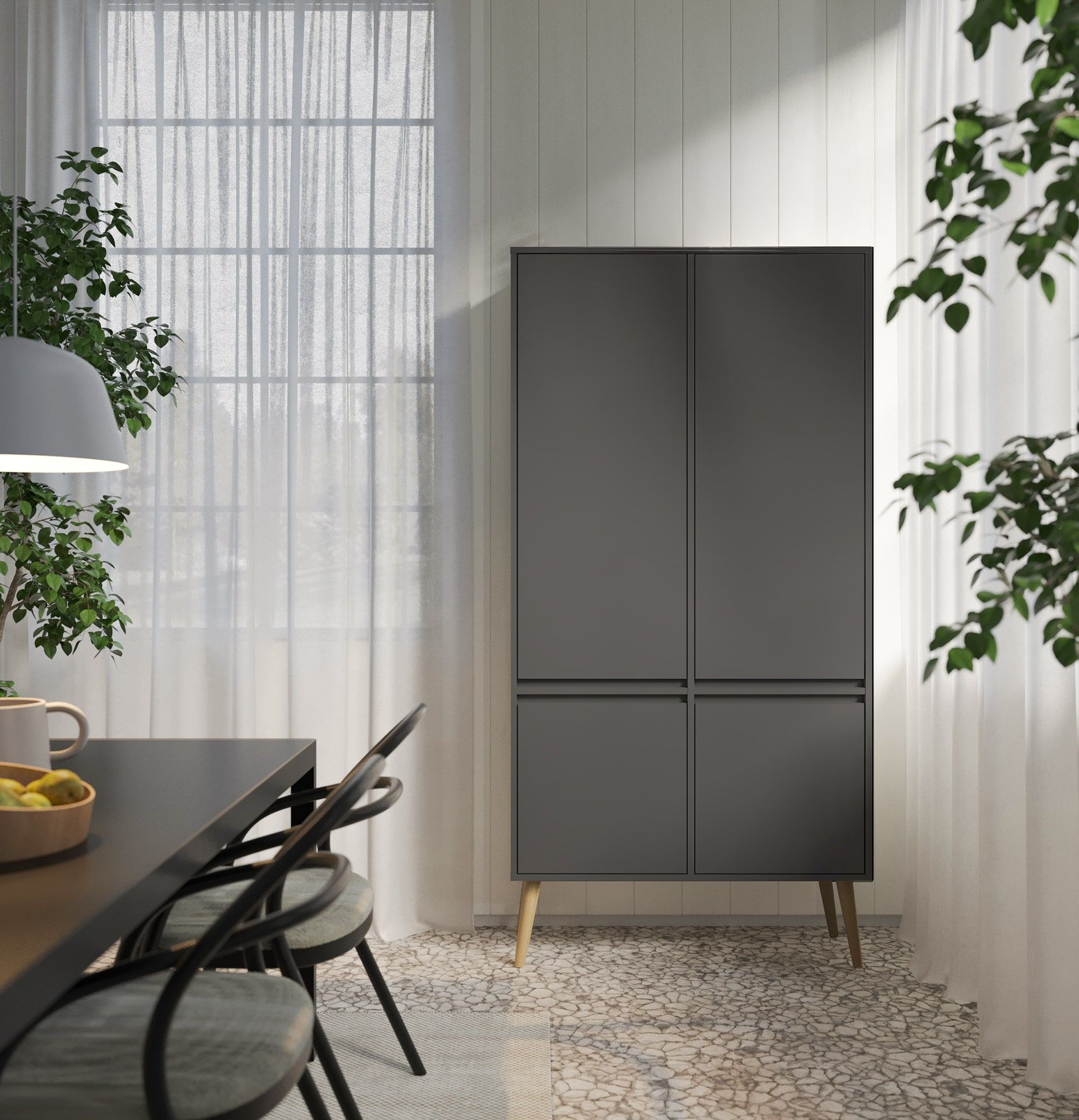 FENRIS armoire profonde avec barre SZF4
Couleur : Gris diamant
Pieds : Noyer Hêtre teinté